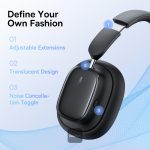 Casque sans fil Baseus Bowie H1i - Casque ANC avec autonomie de 100 heures - Cluster Black – Image 3