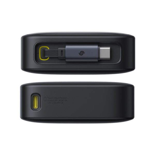 Batterie externe Baseus Free2Pull 20000 mAh avec câble Type-C rétractable intégré pour ordinateur portable - Charge rapide 65 W, affichage numérique - Noir – Image 2