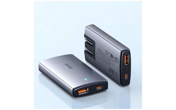 Chargeur rapide ultra-mince Baseus GaN5 Pro C+U 65 W Adaptateur prise UK/EU/US avec câble USB C 100 W - Gris – Image 3