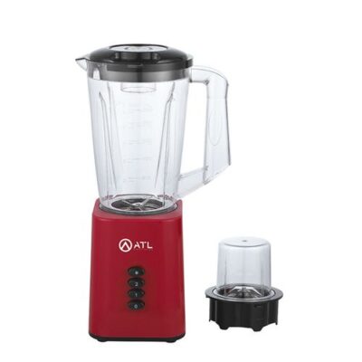 ATL Mixeur – ATL-BL2082R – 1,5L – 350W – Recipient En Plastique Resistant – Avec Broyeur – 2 Vitesses + Pulse – Lames En Inox  – Rouge