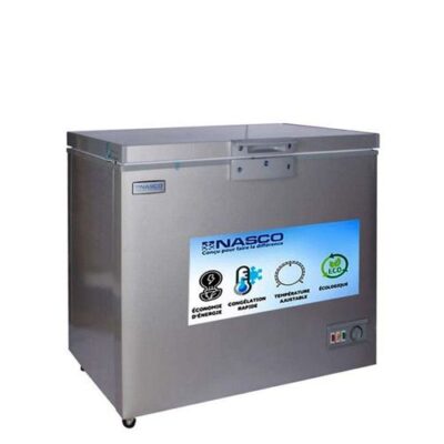 Nasco Congelateur Horizontal – NAS-300FL-DS – 300L (238L Net) – 1 Porte – 1 Panier A L&rsquo;Int – Dark Silver